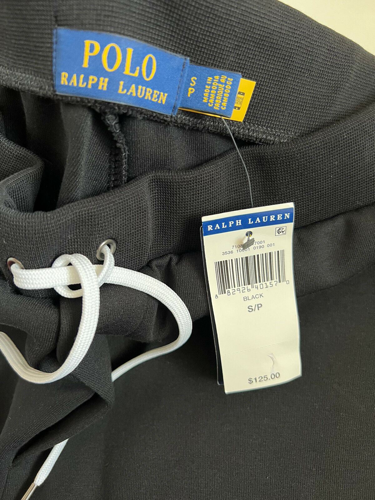 NWT $125 Polo Ralph Lauren Men's Large Polo Logo Black Casual Pants Small
