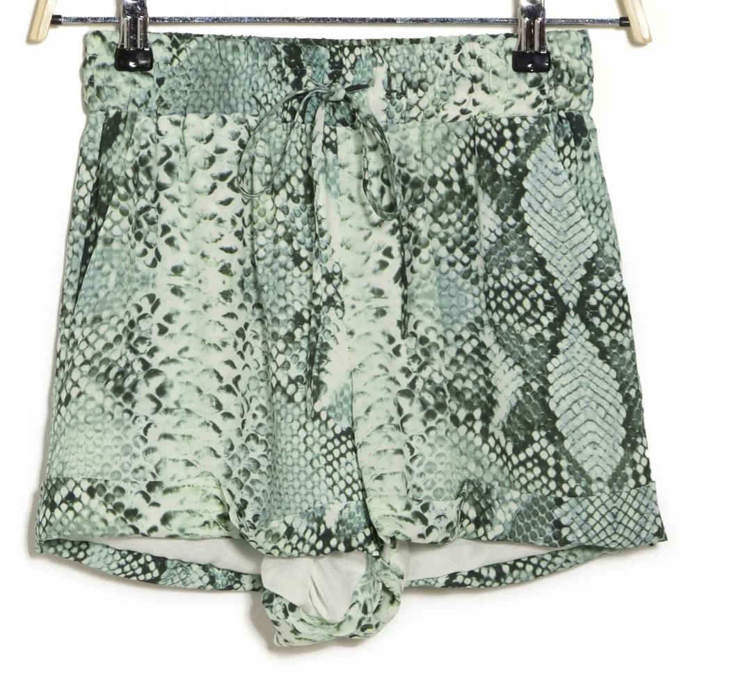 Женские шорты Balmain Kaki со змеиным принтом, размер 36 (M), NWT 585 долларов США