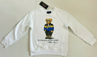 Neu mit Etikett: Polo Ralph Lauren Langarm-Bär-Fleece-Sweatshirt in Weiß, Größe 7 