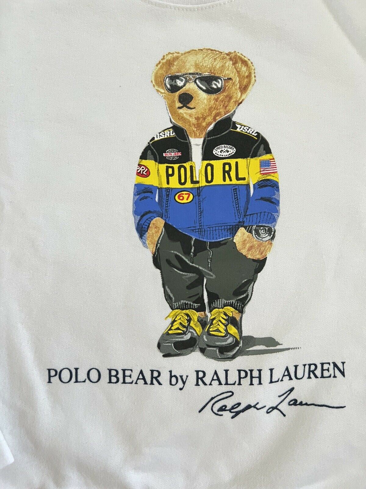 Neu mit Etikett: Polo Ralph Lauren Langarm-Bär-Fleece-Sweatshirt in Weiß, Größe 7 