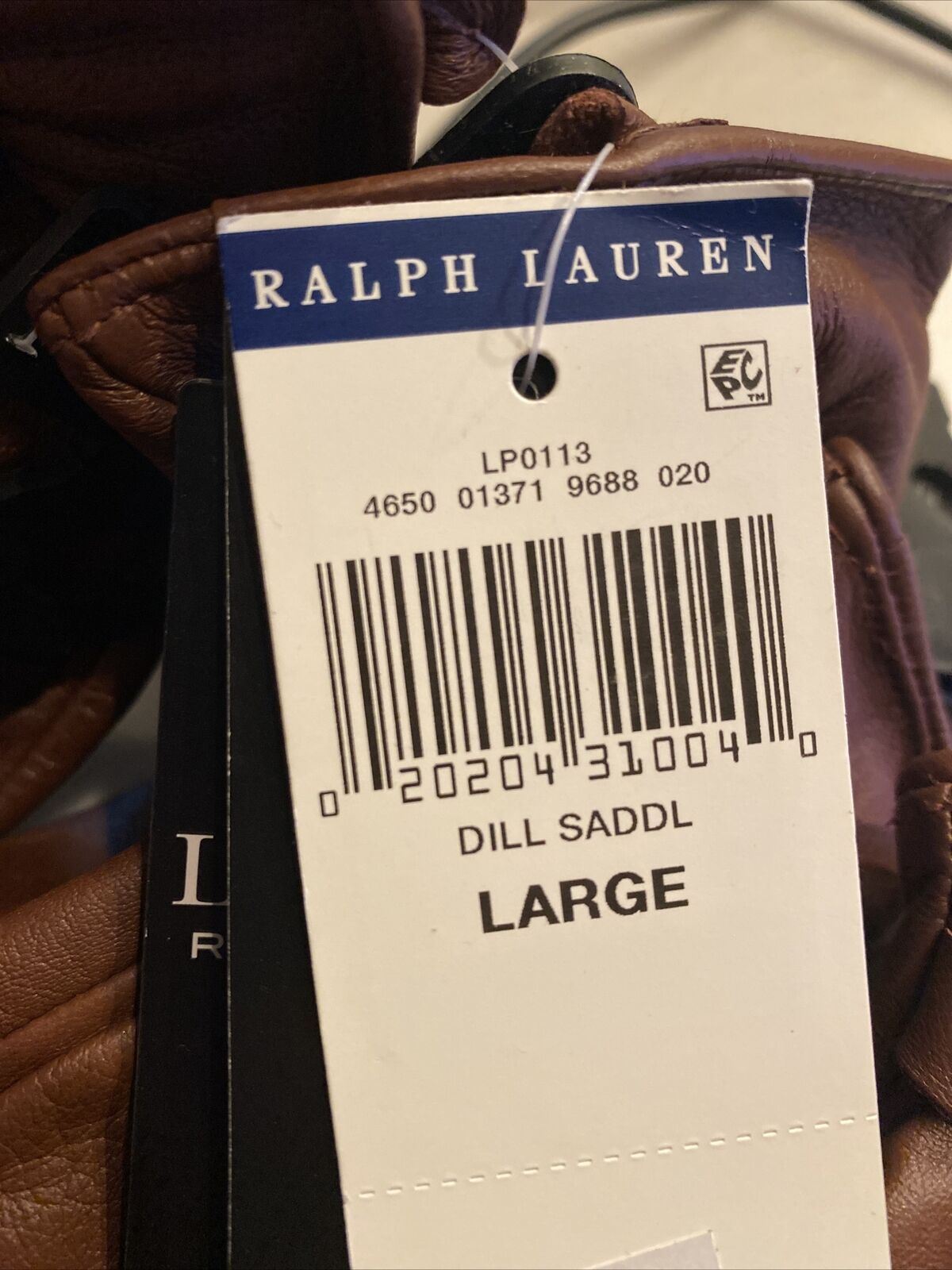 NWT $98 Lauren Ralph Lauren Women's 100% Sheep Leather Gloves Brown Size Large