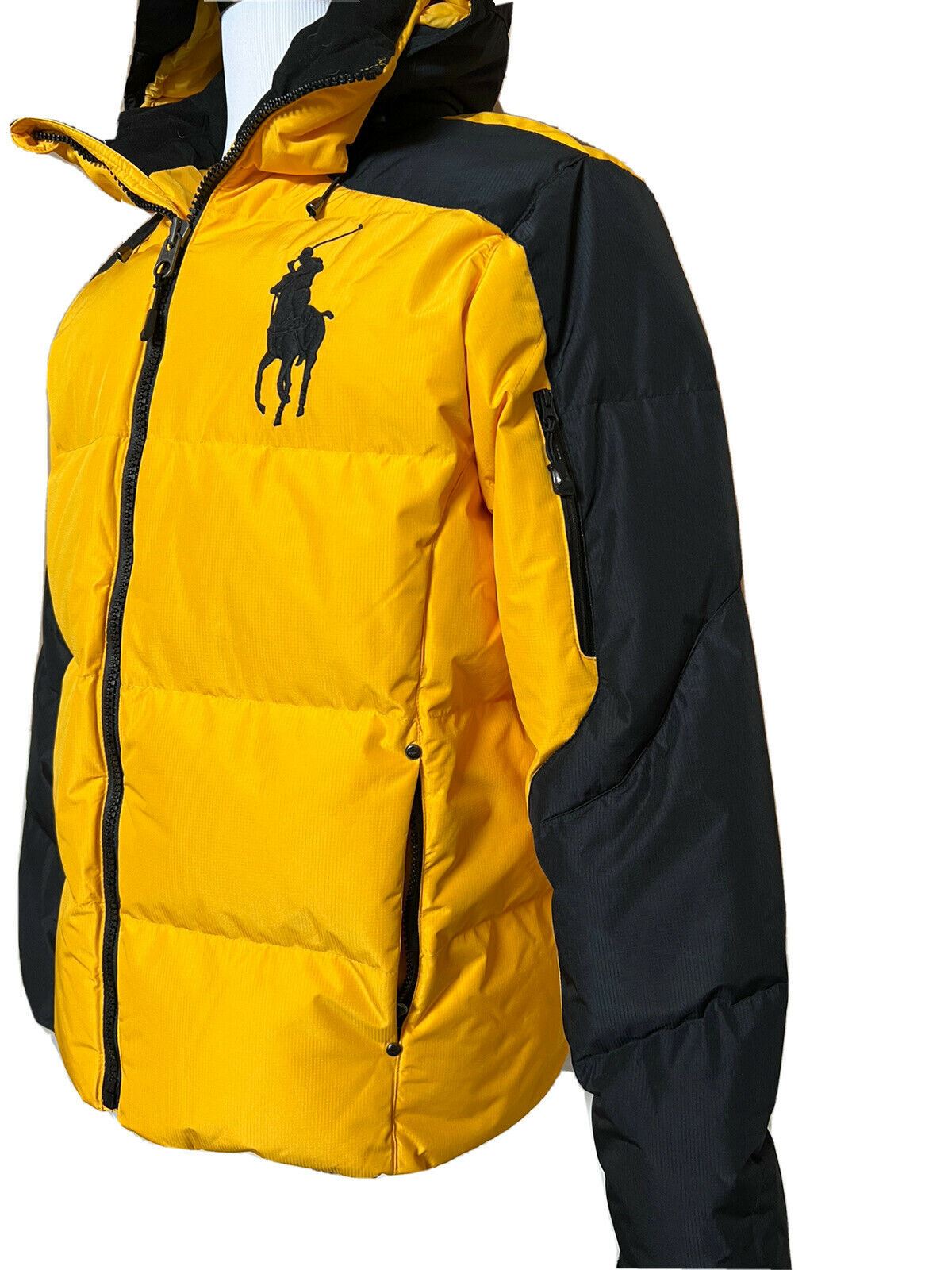 NWT $348 Polo Ralph Lauren Men's Yellow/Black Hoodie Parka Jacket Medium