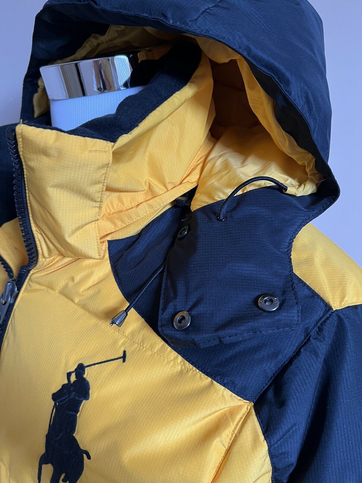 Мужская парка с капюшоном желтого/черного цвета Polo Ralph Lauren, размер NWT 348 долларов США, средняя куртка