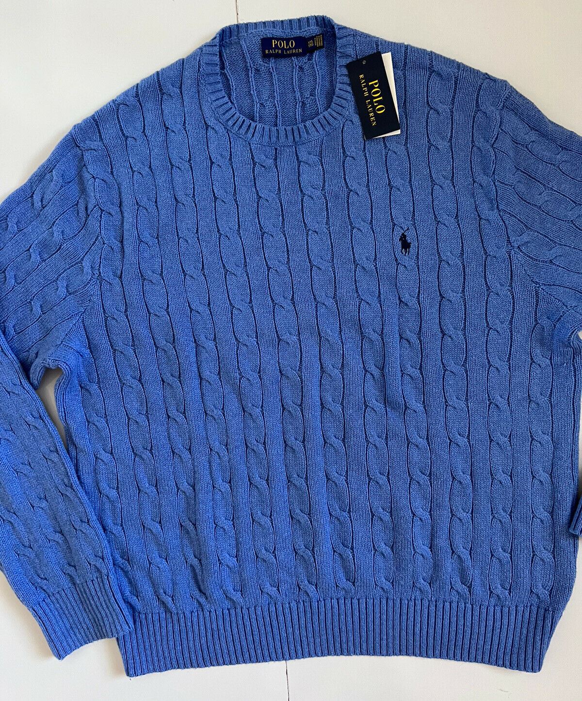 NWT $110 Polo Ralph Lauren Men's Blue Cotton Sweater 2XL