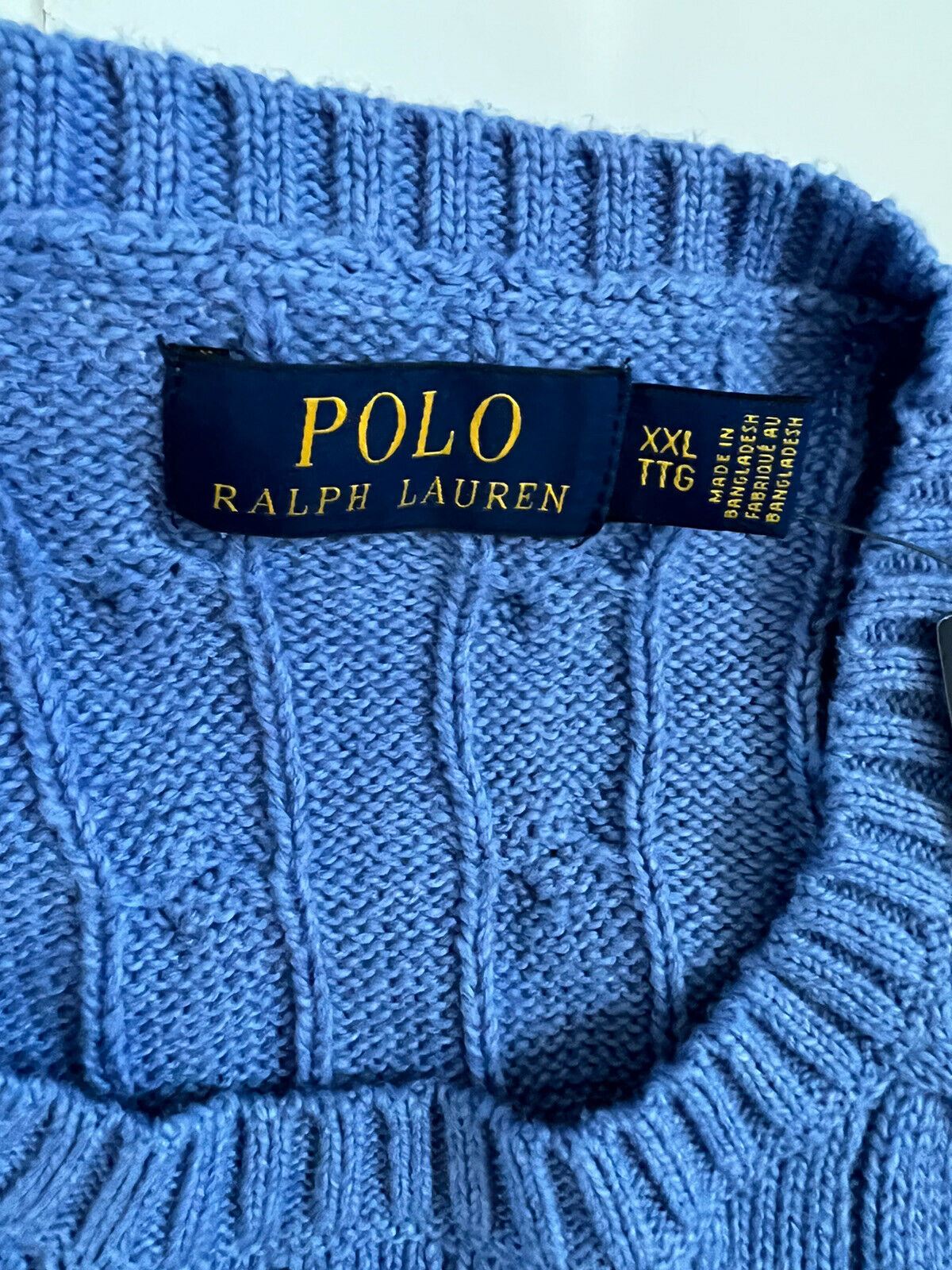 Neu mit Etikett: 110 $ Polo Ralph Lauren blauer Baumwollpullover für Herren 2XL