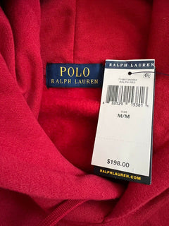 Neu mit Etikett: 198 $ Polo Ralph Lauren Herren-Kapuzenpullover mit Bärenmuster in Rot, Größe M