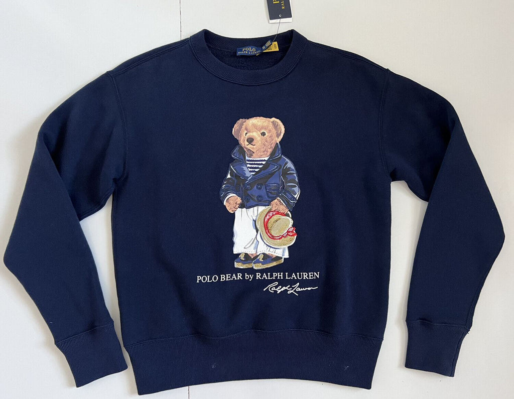 Neu mit Etikett: 148 $ Polo Ralph Lauren Damen-Sweatshirt „Bear“ in Marineblau XS