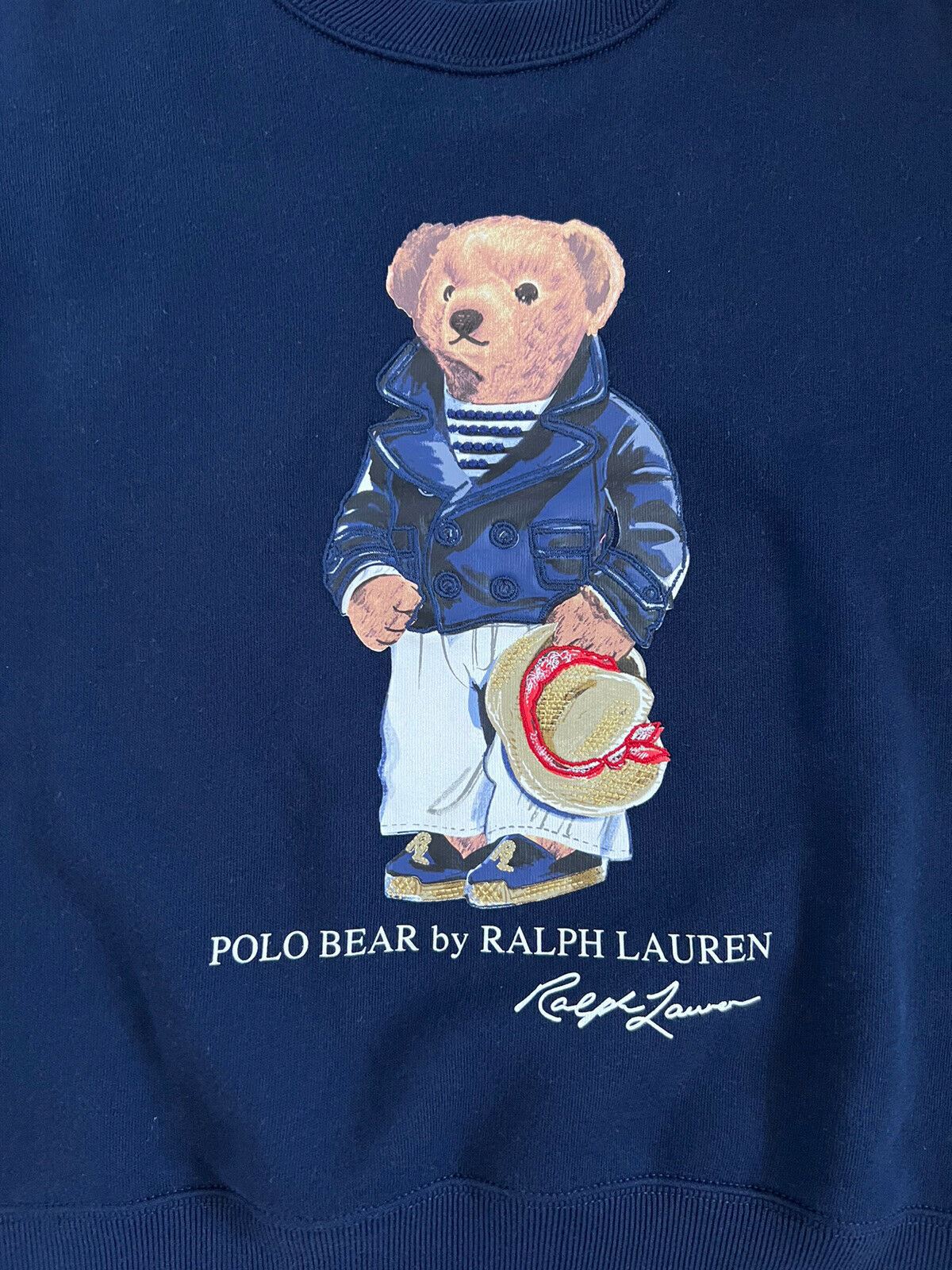 Neu mit Etikett: 148 $ Polo Ralph Lauren Damen-Sweatshirt „Bear“ in Marineblau XS