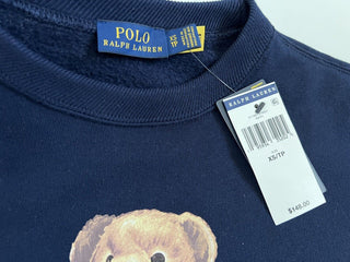 Neu mit Etikett: 148 $ Polo Ralph Lauren Damen-Sweatshirt „Bear“ in Marineblau XS