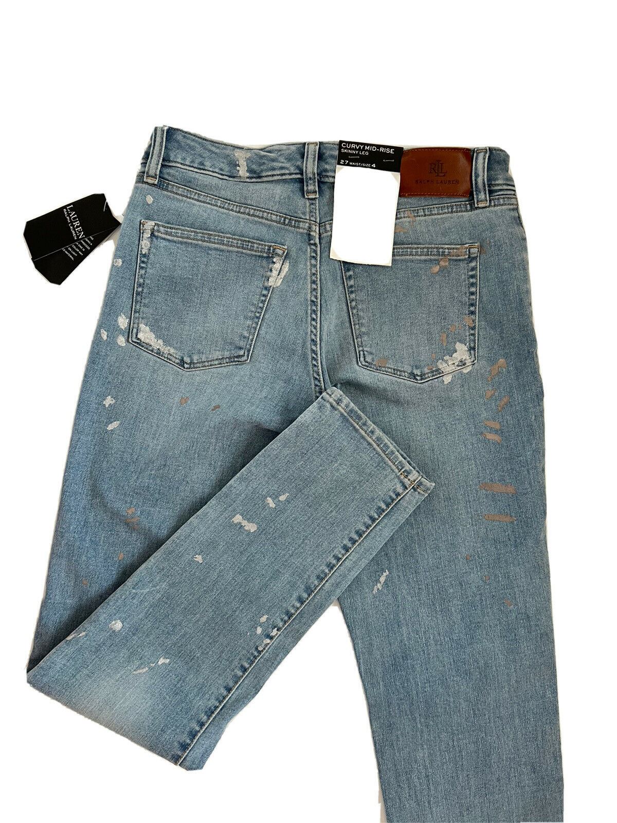 Neu mit Etikett: 99,95 $ Lauren Ralph Lauren Skinny Leg Blue Jeans Größe 4 (27 Taille) 