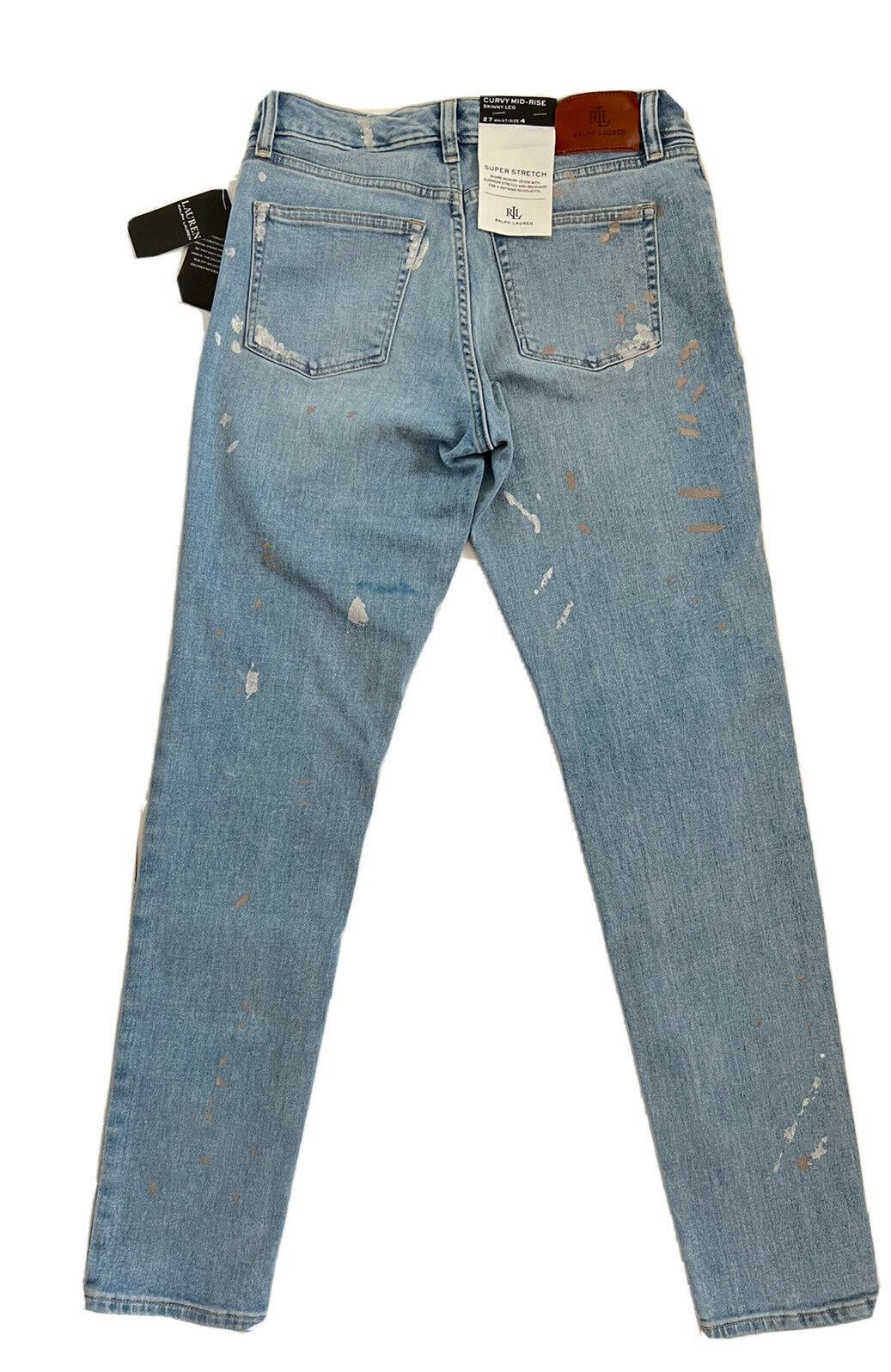 Neu mit Etikett: 99,95 $ Lauren Ralph Lauren Skinny Leg Blue Jeans Größe 4 (27 Taille) 