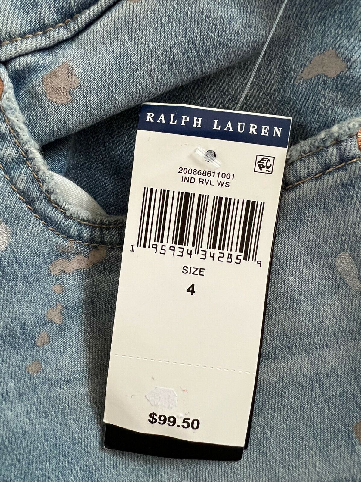 NWT $99.95 Lauren Ralph Lauren Skinny Leg Blue Jeans Size 4  (27 Waist)