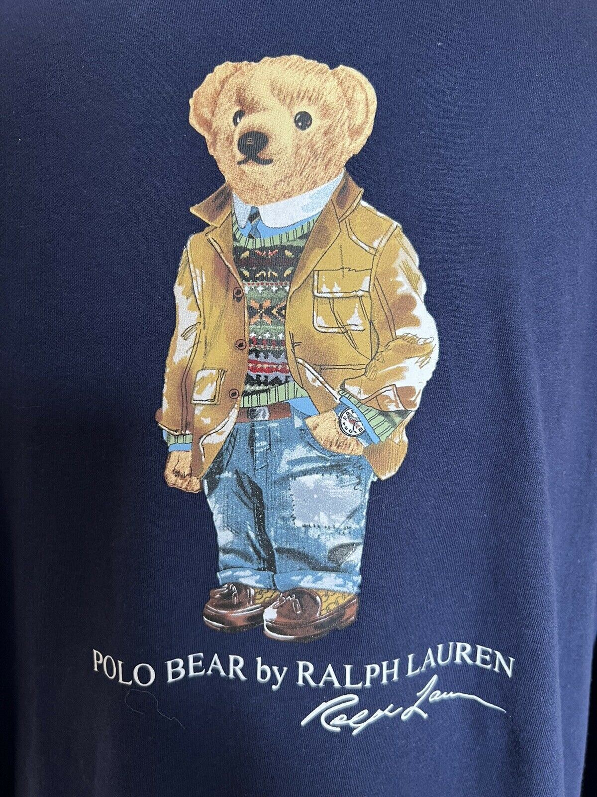 NWT $75 Polo Ralph Lauren Long Sleeve Bear T-Shirt Blue XL