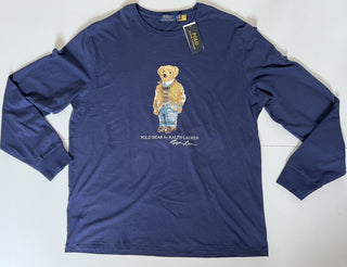 Neu mit Etikett: Polo Ralph Lauren Langarm-T-Shirt mit Bärenmuster, Blau, XL 