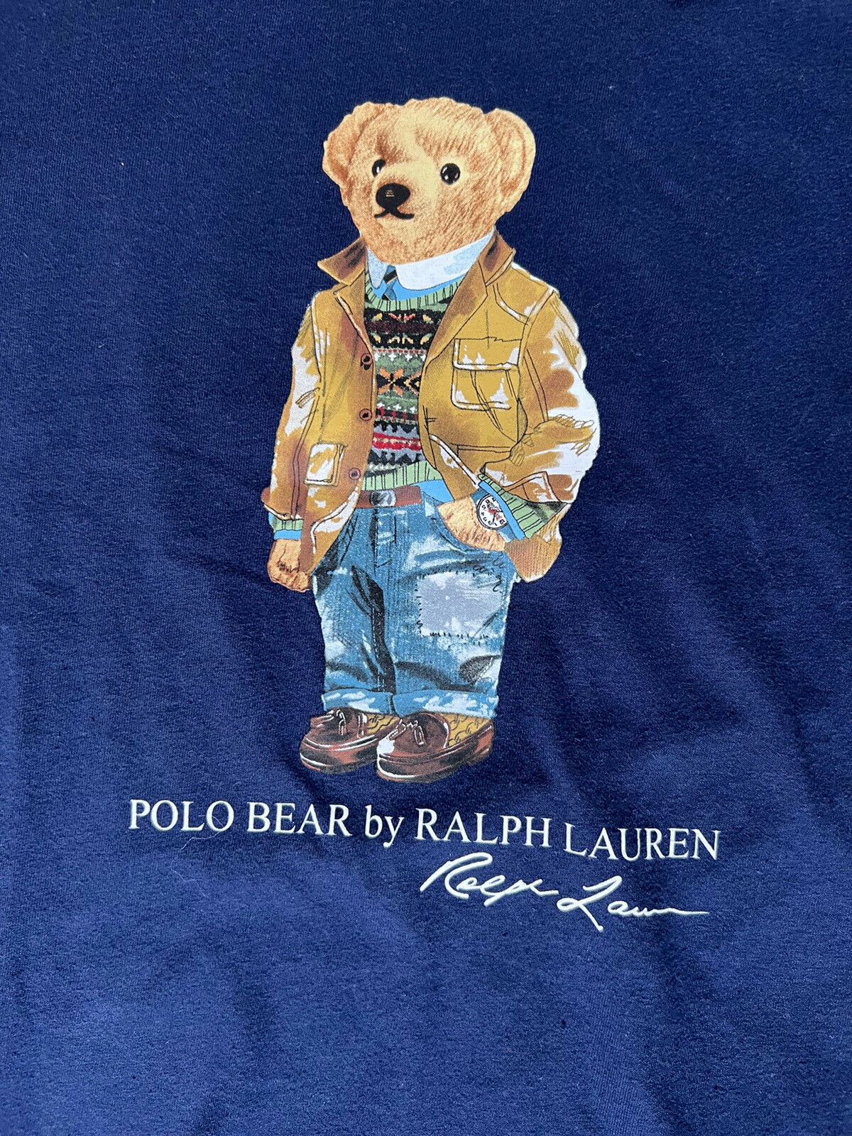 СЗТ $75 Polo Ralph Lauren Футболка с медведем с длинными рукавами, синяя, 2XL 