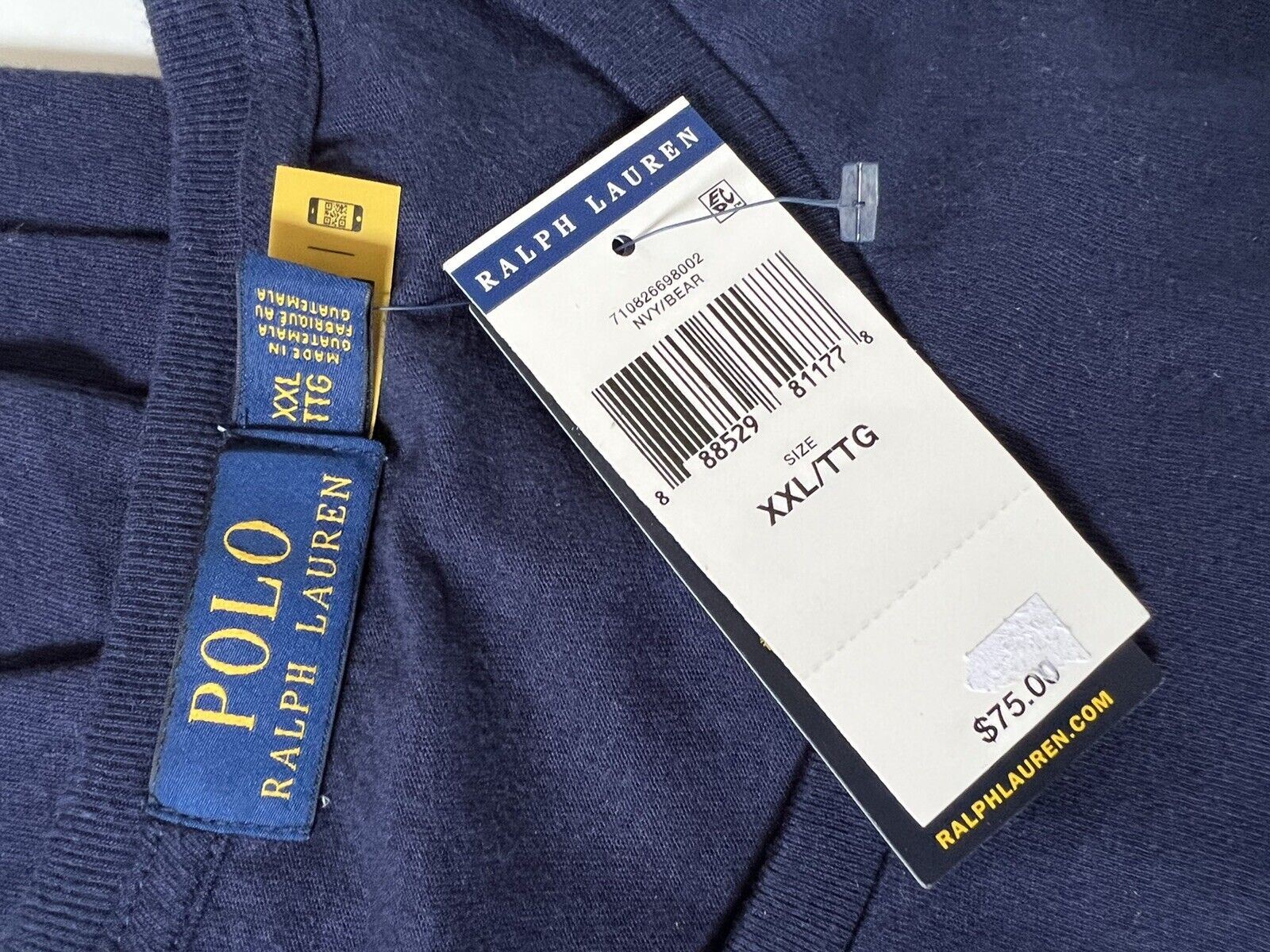 Neu mit Etikett: Polo Ralph Lauren Langarm-T-Shirt mit Bärenmuster, Blau, 2XL 