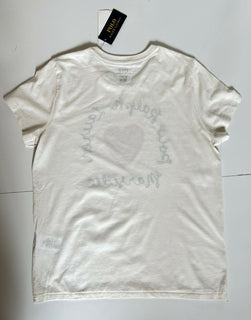 Neu mit Etikett: 78 $ Polo Ralph Lauren Heart Damen-T-Shirt, Weiß, Größe L