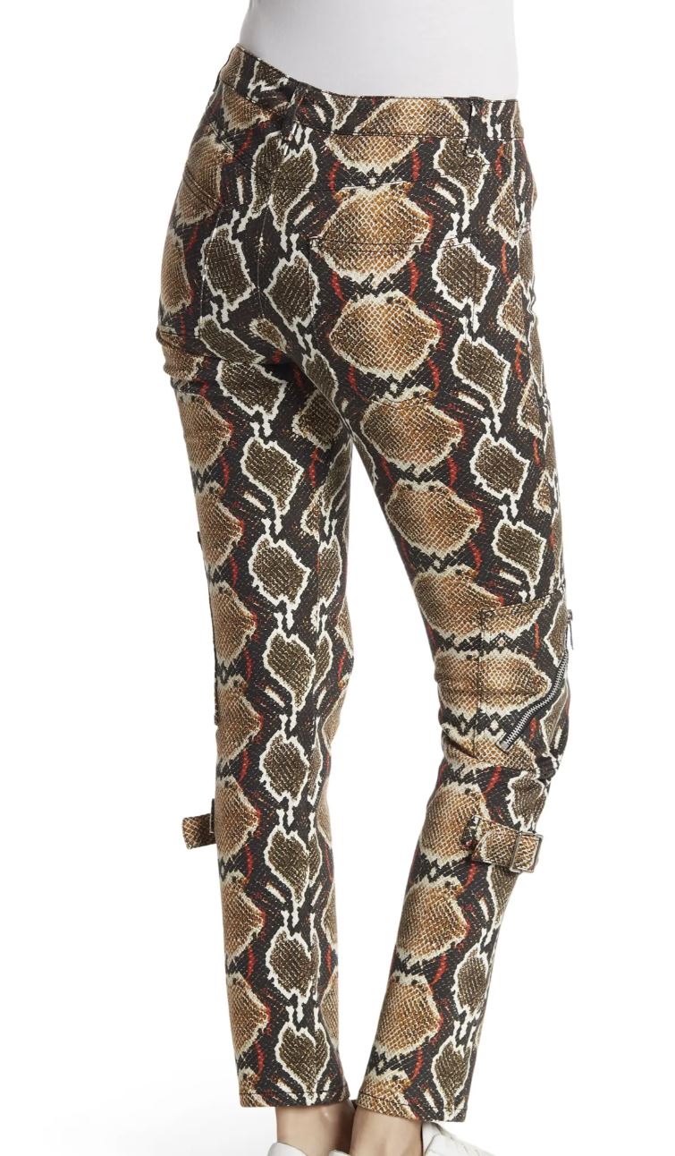СЗТ $1150 Burberry Женские узкие брюки со змеиным узором какао 27 США Италия 