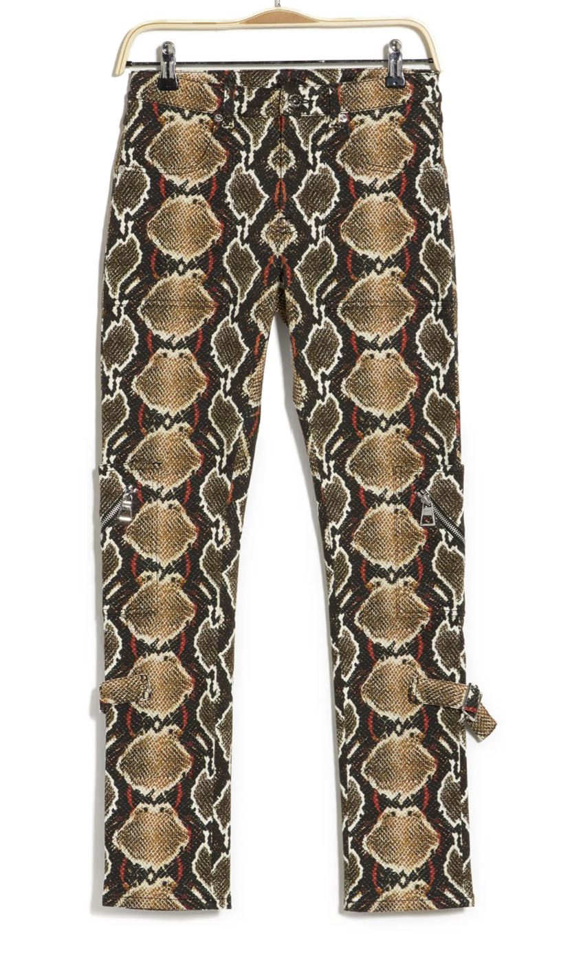 NWT $1150 Burberry Cocoa Snake Pattern Skinny Women's Pants  27 US Italy