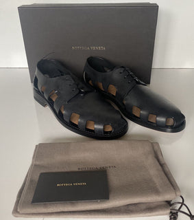 NIB 890 $ Bottega Veneta Herren-Derby-Lederschuhe, Ausschnittdetails 12 US 574829 
