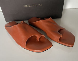 NIB 890 $ Bottega Veneta Damen-Slip-on-Sandalen aus Leder in Orange 7 US 37 618754 