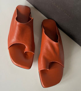 NIB 890 $ Bottega Veneta Damen-Slip-on-Sandalen aus Leder in Orange 7 US 37 618754 
