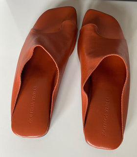 NIB 890 $ Bottega Veneta Damen-Slip-on-Sandalen aus Leder in Orange 7 US 37 618754 