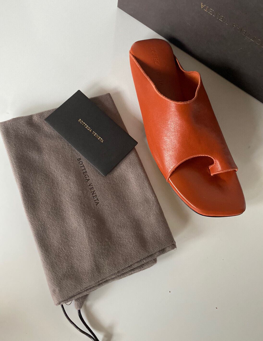 NIB $890 Bottega Veneta Women's Slip-on Leather Orange Sandals 7 US 37 618754