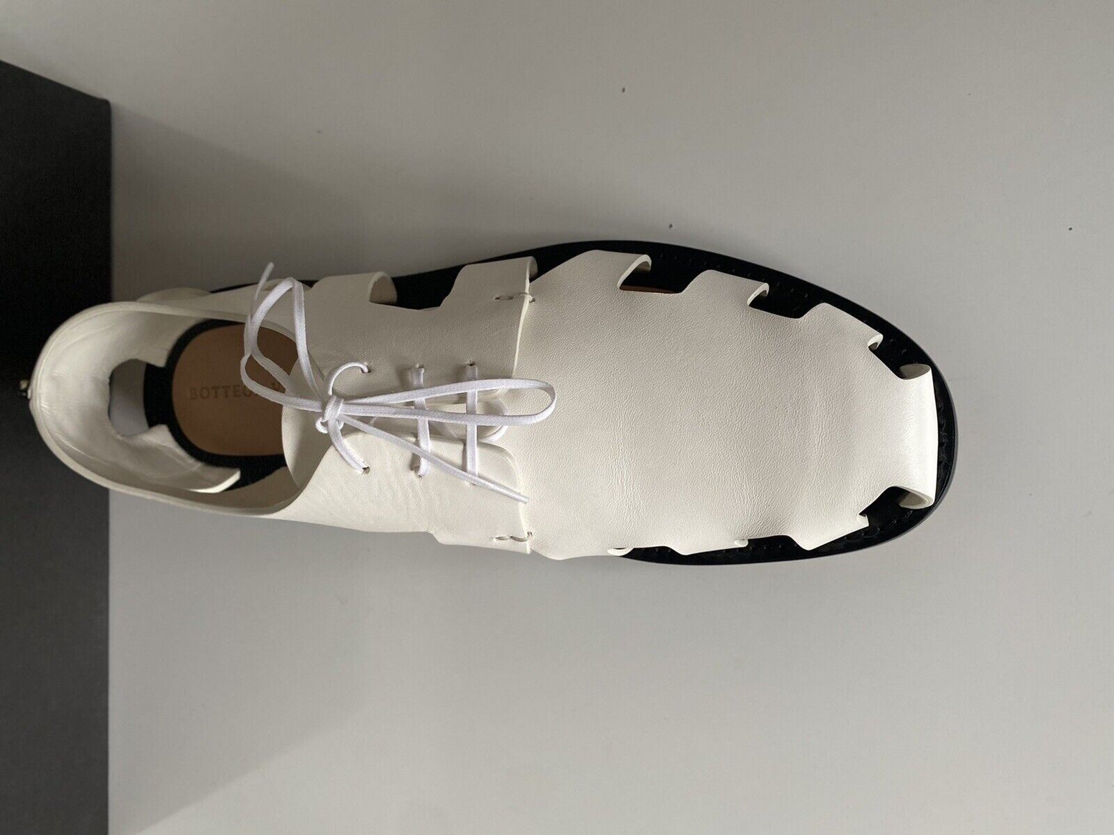 NIB Bottega Veneta Men's Derby Leather White Shoes Cut-out Details 11 US 574829