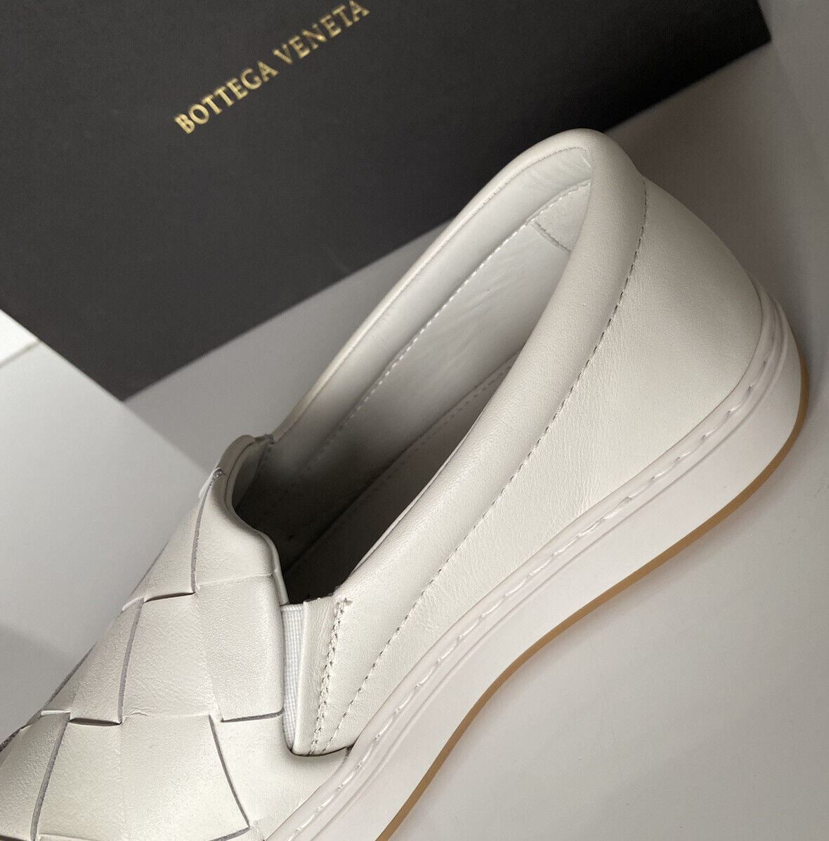 NIB Bottega Veneta Rubber Sole Calf Leather Optic White Shoes 10 US 578303 9122