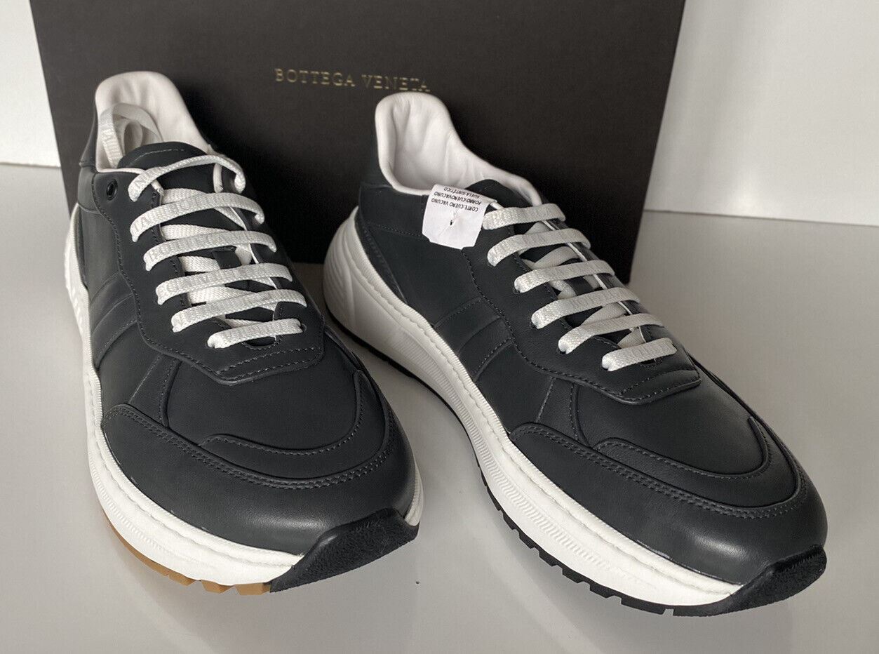 NIB $ 850 Bottega Veneta Herren-Sneakers aus grauem Kalbsleder 12 US (45 Eu) 565646 