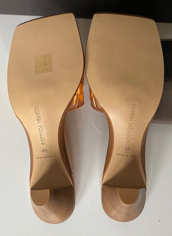 NIB $720 Bottega Women's Leather Gold Peach Heel Sandals 8 US 578373 IT