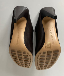 NIB $ 920 Bottega Veneta Lederpantoletten mit hohem Schaft, braune Schuhe 9,5 US 618760 