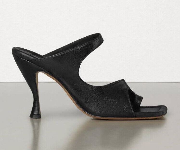 NIB $ 880 Bottega Veneta Leder Lux Mule Heels Schwarze Schuhe 8,5 US 610521 
