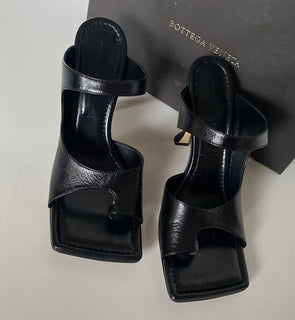 NIB $ 880 Bottega Veneta Leder Lux Mule Heels Schwarze Schuhe 8,5 US 610521 