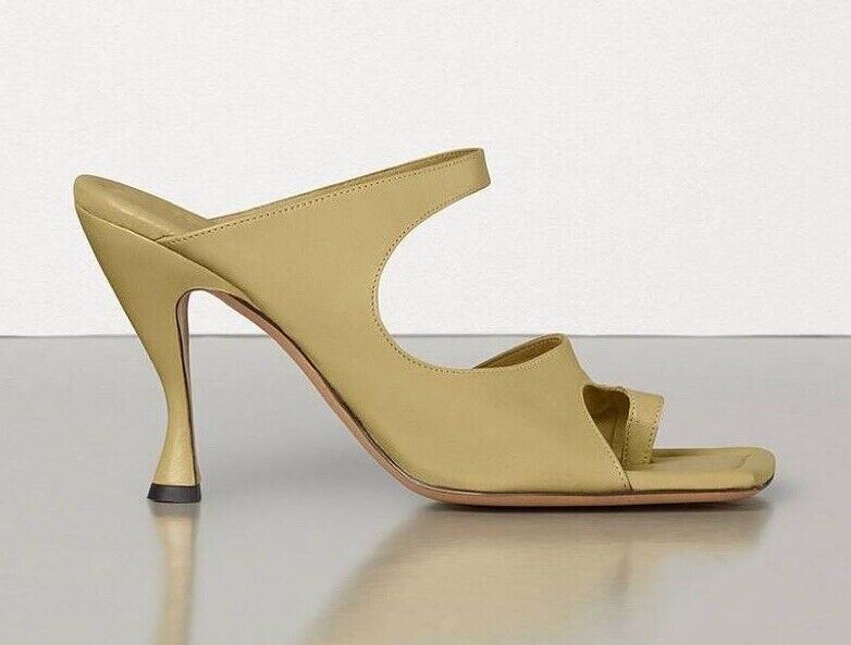 NIB $ 880 Bottega Veneta Leder Lux Mule Heels Grüne Schuhe 10 US (40 Eu) 610521 