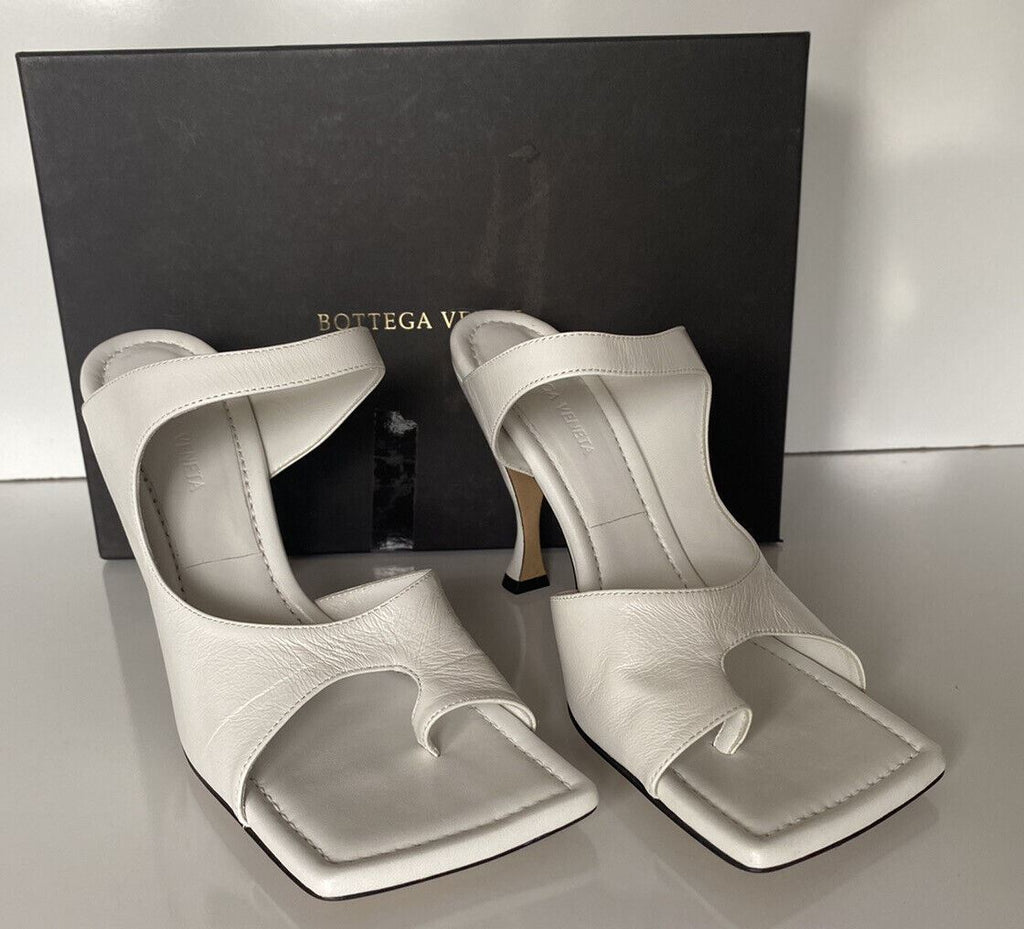 NIB $ 880 Bottega Veneta Leder Lux Mule Heels Weiße Schuhe 10 US (40 Eu) 610521