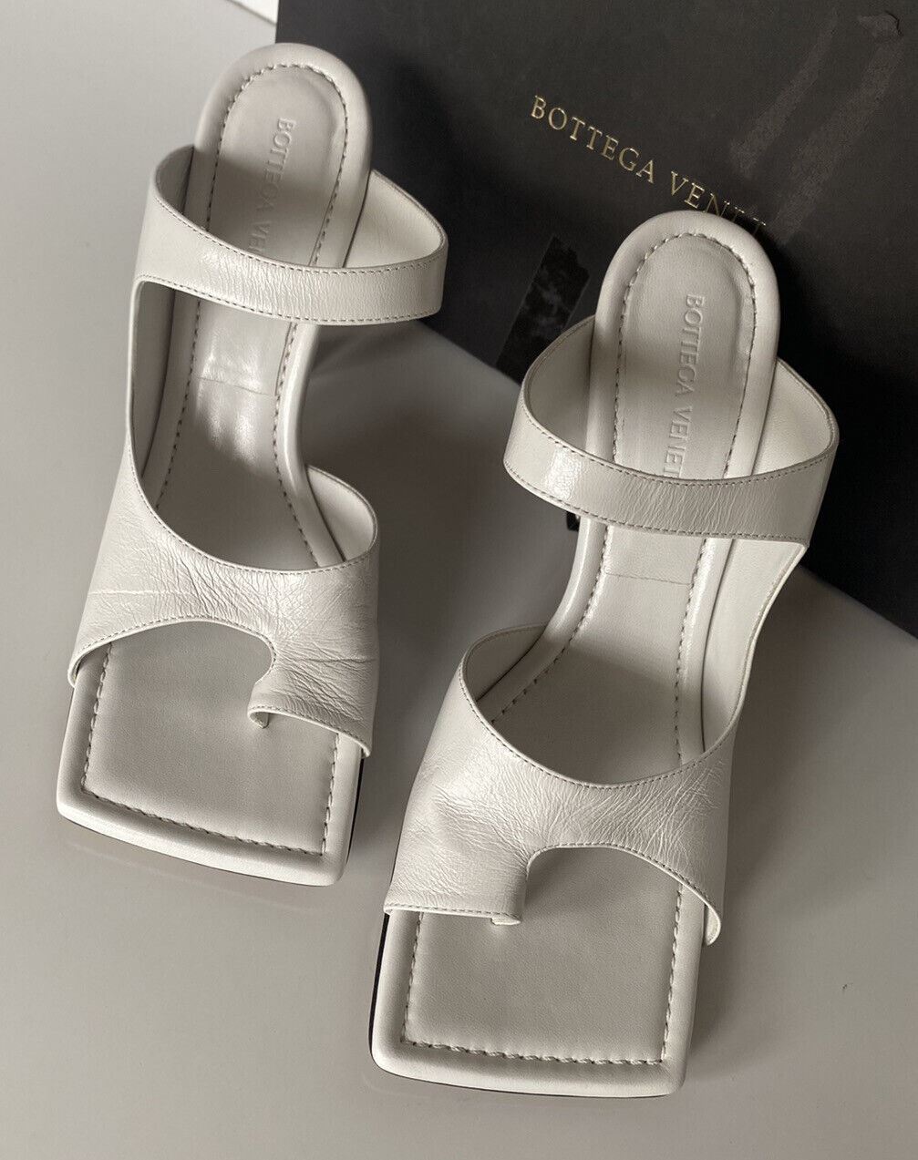 NIB $880 Bottega Veneta Leather Lux Mule Heels White Shoes 10 US (40 Eu) 610521