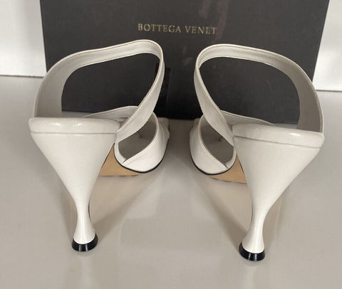 NIB $ 880 Bottega Veneta Leder Lux Mule Heels Weiße Schuhe 10 US (40 Eu) 610521