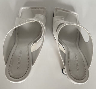 NIB $ 880 Bottega Veneta Leder Lux Mule Heels Weiße Schuhe 10 US (40 Eu) 610521