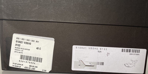 NIB $ 880 Bottega Veneta Leder Lux Mule Heels Weiße Schuhe 10 US (40 Eu) 610521