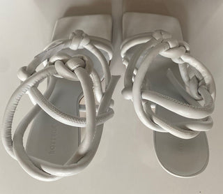 NIB $ 870 Bottega Veneta Leder Napa Dream High Vamp Weiße Schuhe 8 US 592033 