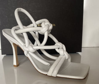 NIB $ 870 Bottega Veneta Leder Napa Dream High Vamp Weiße Schuhe 7 US 592033 