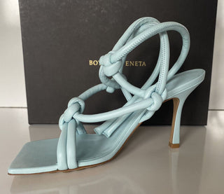 NIB $ 870 Bottega Veneta Leder Napa Dream High Vamp Topaz Schuhe 7,5 US 592033 