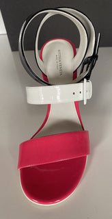 NIB $760 Bottega Veneta Strappy Block-heeled Patent Tricolor Sandals 8 US 565653