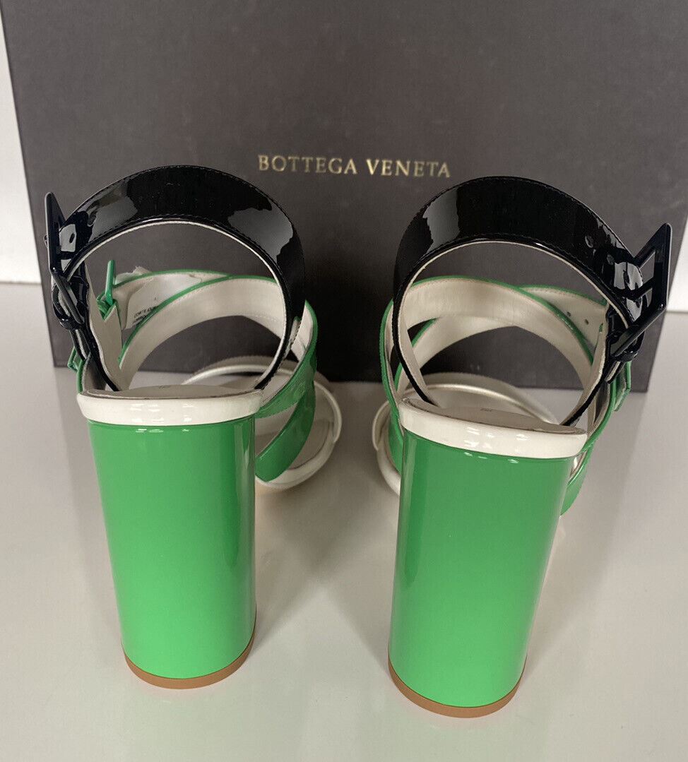 NIB 760 долларов США Bottega Veneta Лакированные трехцветные босоножки на блочном каблуке с ремешками 7,5 565654 
