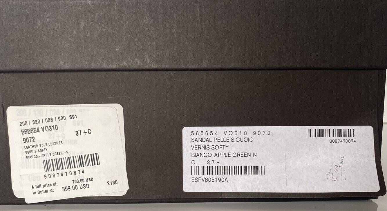 NIB $760 Bottega Veneta Strappy Block-heeled Patent Tricolor Sandals 7.5 565654
