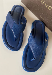 NIB Gucci Herren-Slip-On-Zehensandalen aus blauem Leder, 9 US (Gucci 8,5) IT 268670 
