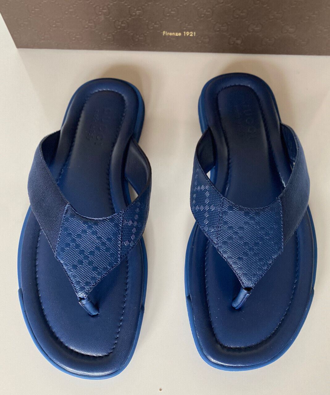 Мужские кожаные сандалии без шнуровки NIB Gucci синие ремешки 9 US (Gucci 8.5) IT 268670 