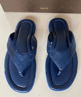 NIB Gucci Herren-Slip-On-Zehensandalen aus blauem Leder, 9 US (Gucci 8,5) IT 268670 